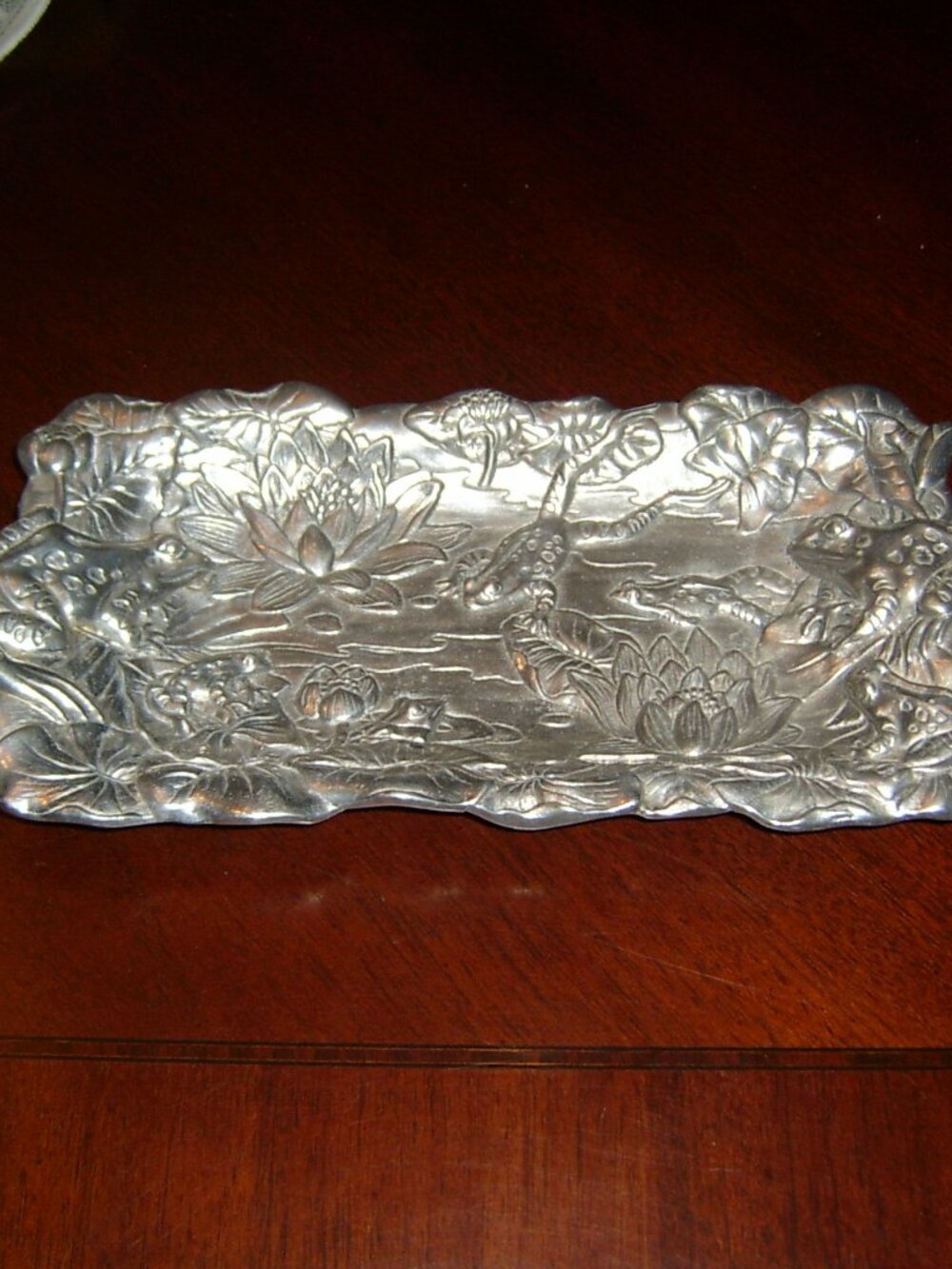 Arthur Court 1994 Frog and Lotus Pewter Tray